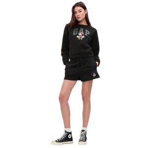 Gap Disney Minnie Mouse Cropped Sweatshirt Black XS Y2K Streetwear Coquette Cute